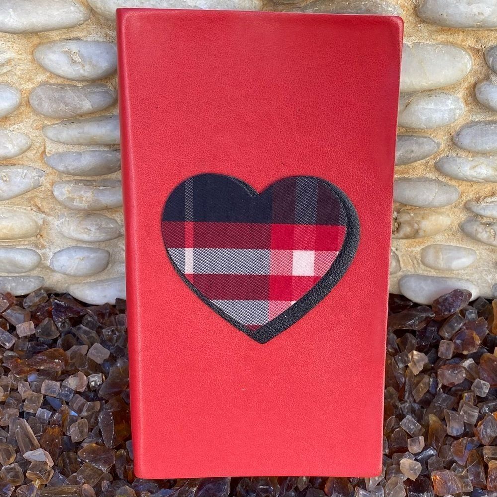 Upcycled Burberry Nova Check Plaid Heart Red Notebook Daily Planner